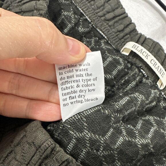 Black Crane Quilted Wide Balloon Pants Sumi Black Womens Size L Lounge Comfort - Picture 11 of 14